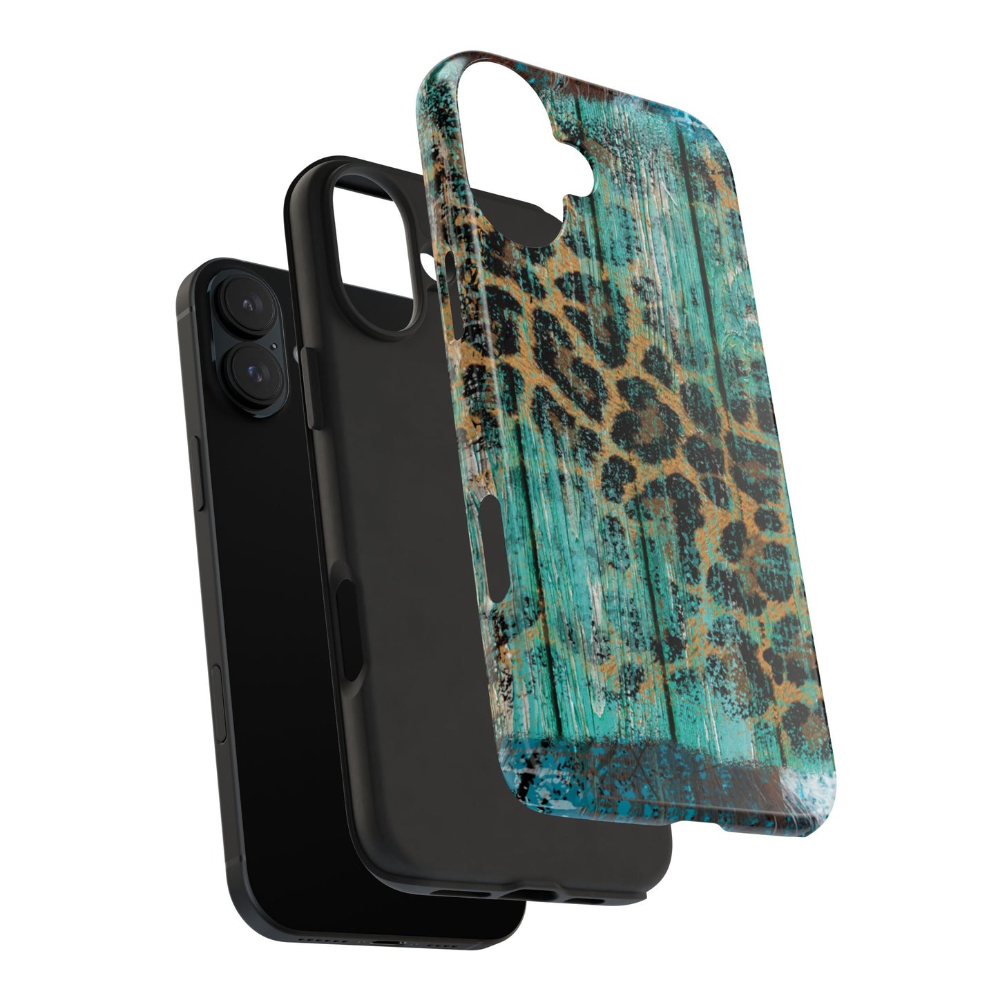 Turquoise Rustic Leopard Wood - iPhone Series Case