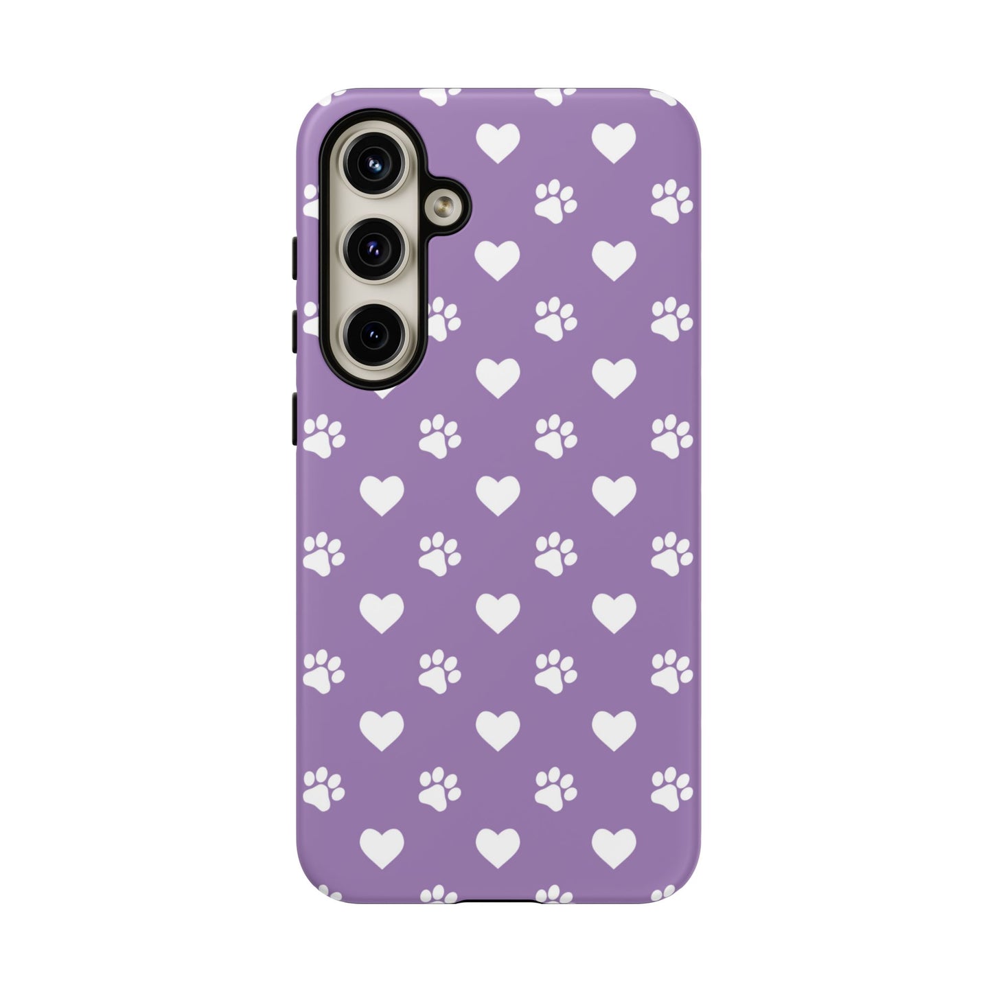 Lavender Paw Prints & Hearts Design - Adorable Pet Lover Samsung Galaxy Case