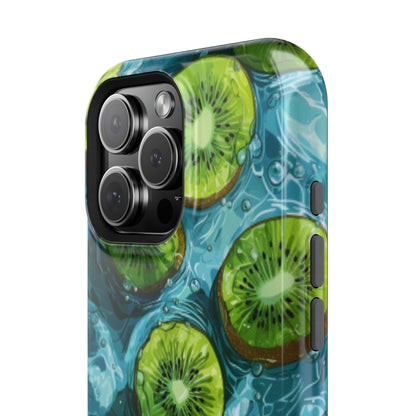 Tropical Kiwi Splash MagSafe iPhone Case – Tough Dual-Layer, Vibrant Summer Design