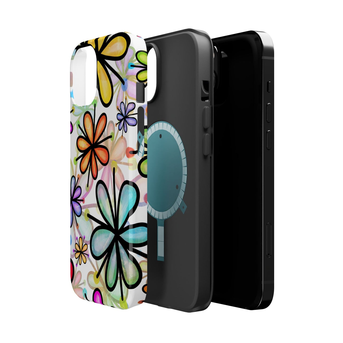 Retro Floral Pop MagSafe iPhone Case – Ultra-Slim Design, High-Gloss Finish