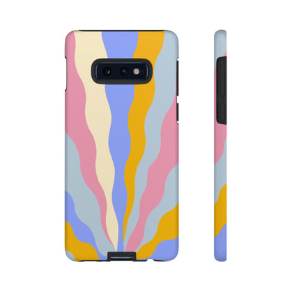 Pastel Radiance Samsung Galaxy Case – 70s-Inspired Dual-Layer Design with Wavy Sunburst Pattern