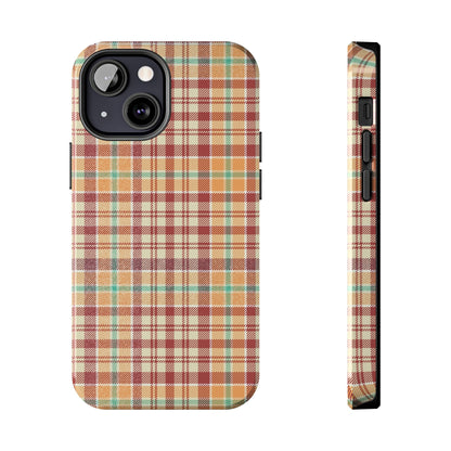 Retro Chic Plaid iPhone Case in Red, Orange, Green & Cream – Classic Vintage Style