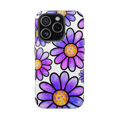 Purple Daisy Delight MagSafe iPhone Case – Slim Profile, Glossy Finish