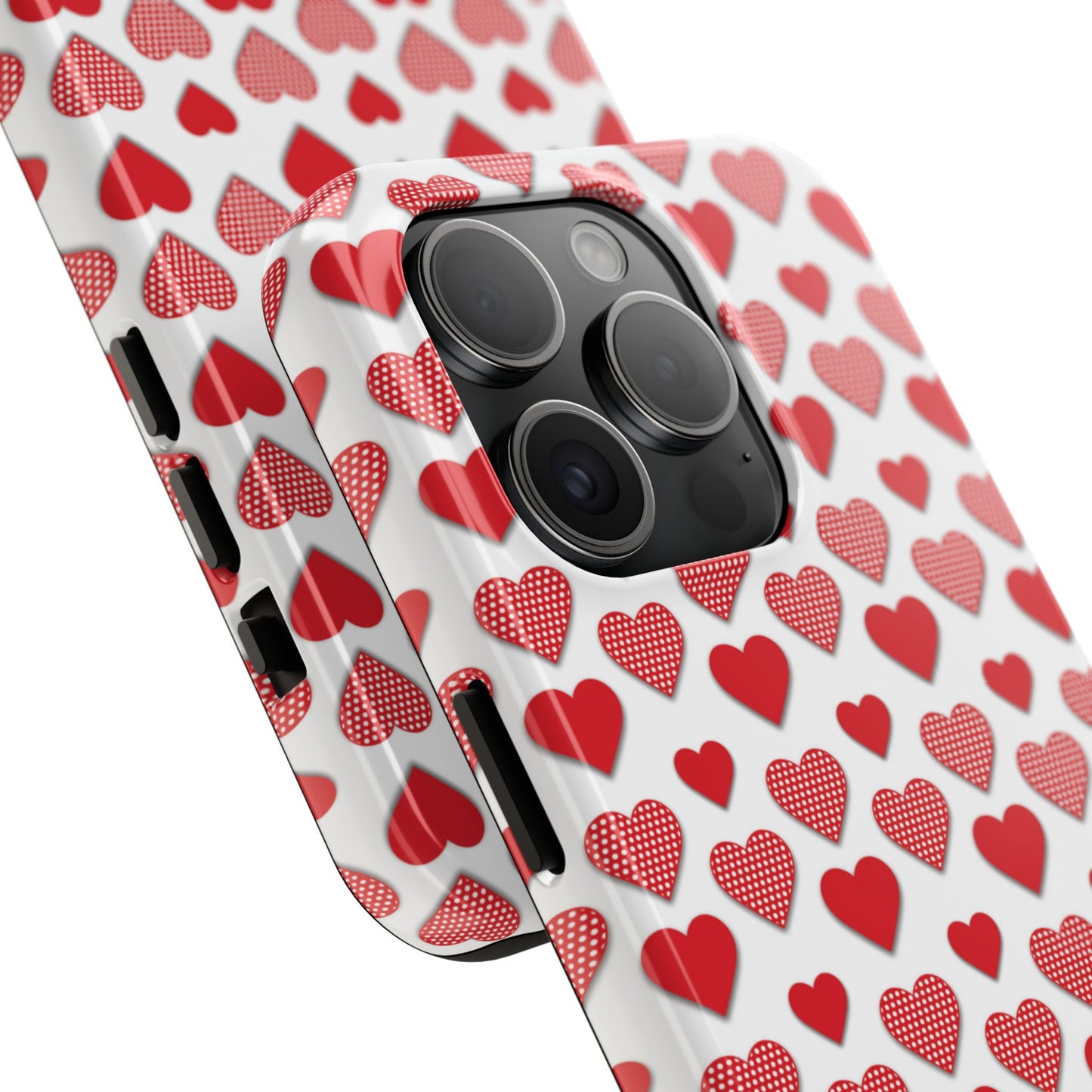 Red & Polka Dot Hearts iPhone Case