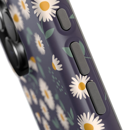 Midnight Daisy MagSafe iPhone Case – Dark Navy Floral Design, Slim and Protective