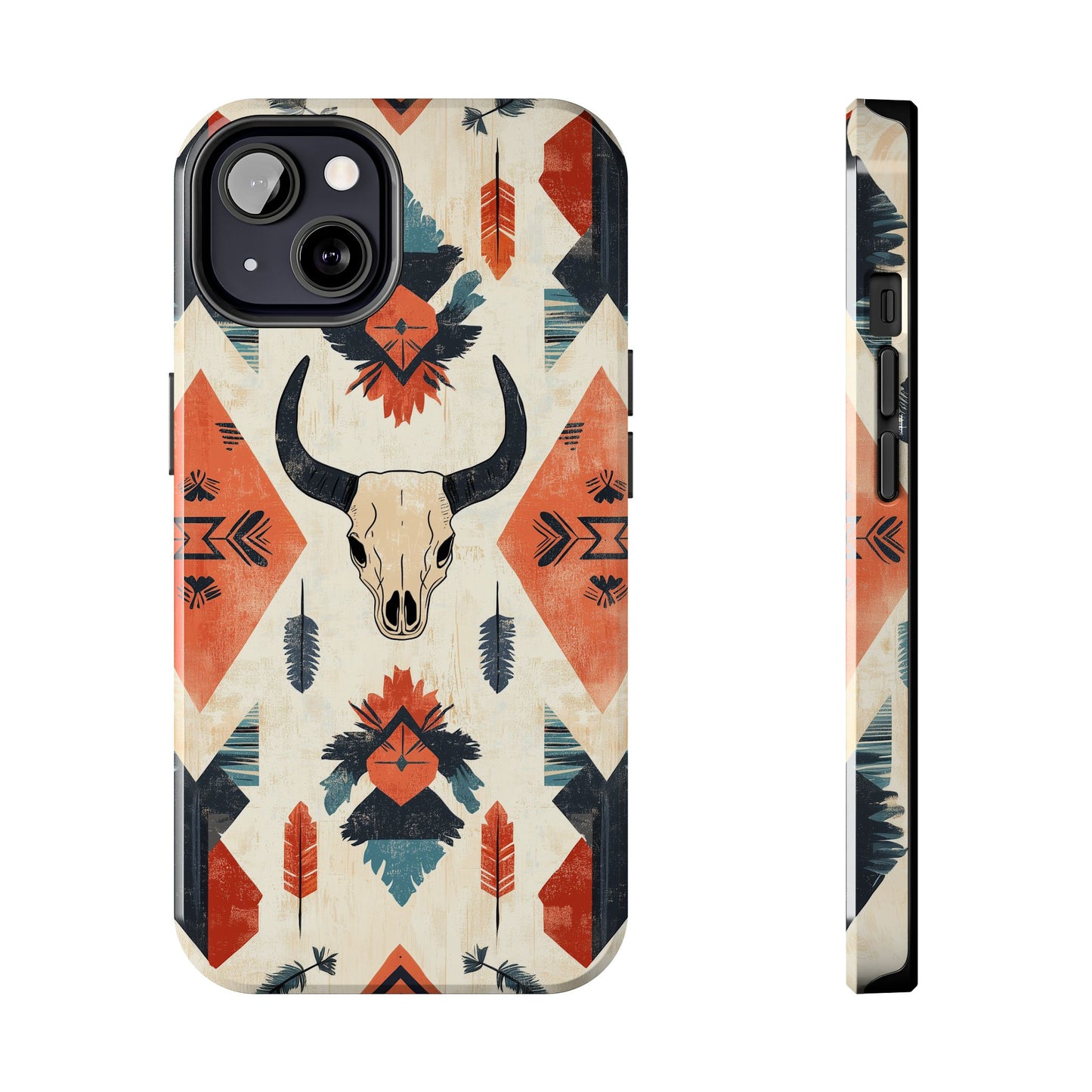 Southwestern Bull Skull iPhone Case – Durable Matte Finish with Rustic Tribal Design - BOGO Cases