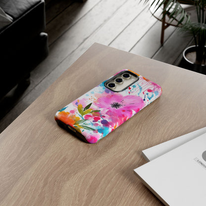 Color Splash Pink & Orange Watercolor Floral - Samsung Galaxy Case