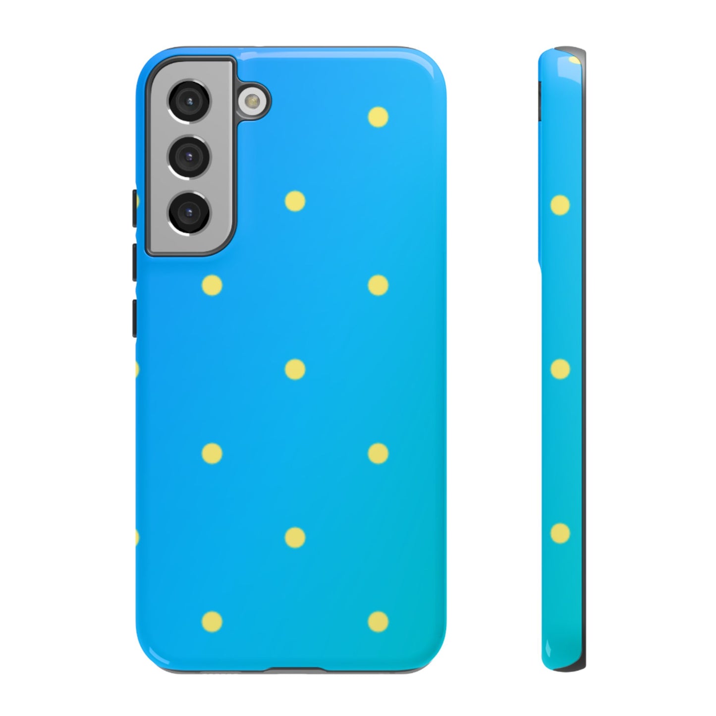 Blue Ocean Gradient Polka Dots Samsung Galaxy Case – Shockproof, Smooth Matte Finish, Dual-Layer Design