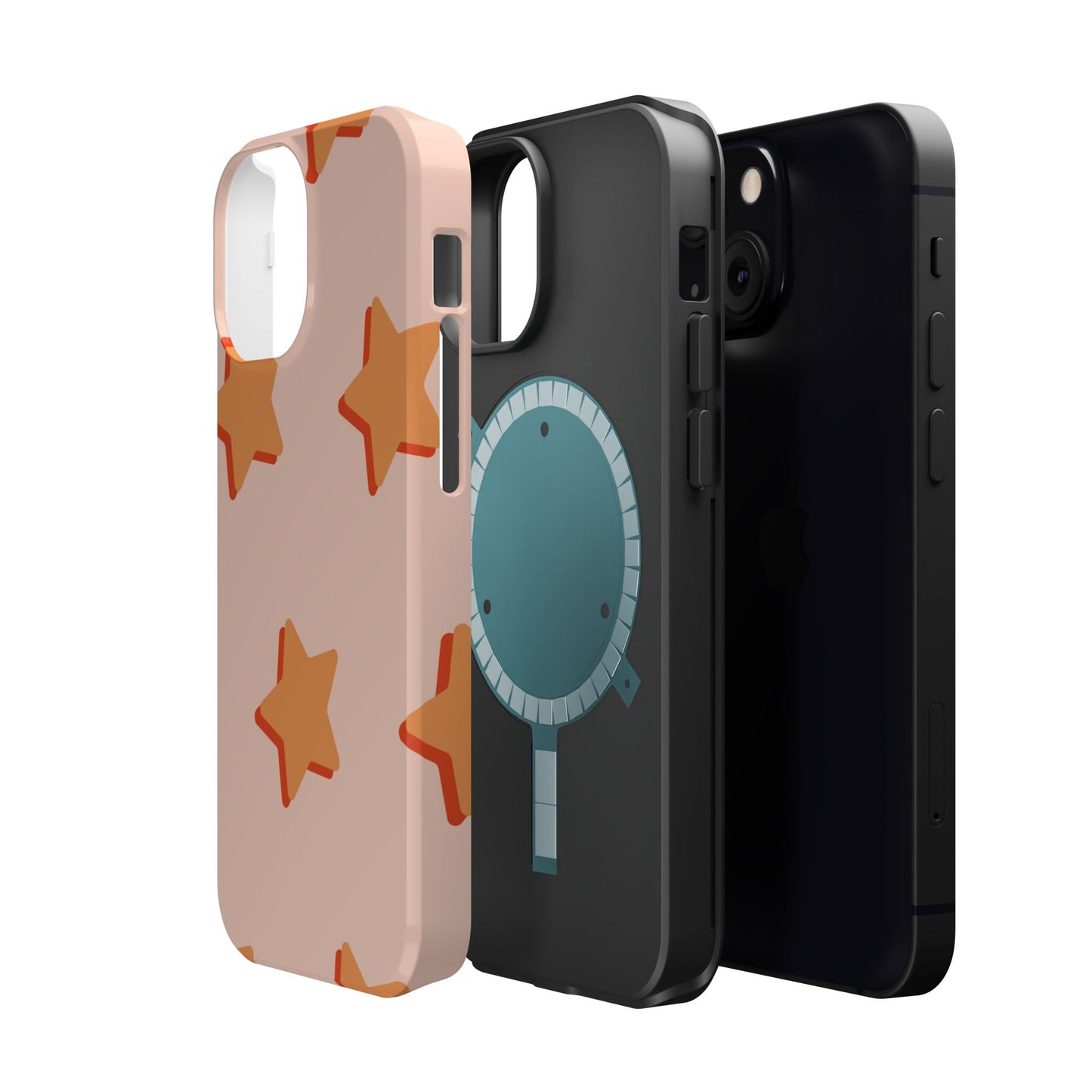 Retro Orange Stars MagSafe iPhone Case – Shock-Resistant, Smooth Matte Finish, Dual-Layer Design