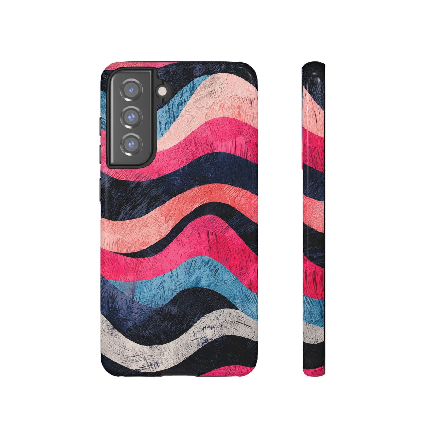 Abstract Wave Pattern Samsung Galaxy Case – Shockproof, Matte Finish, Dual-Layer Protection