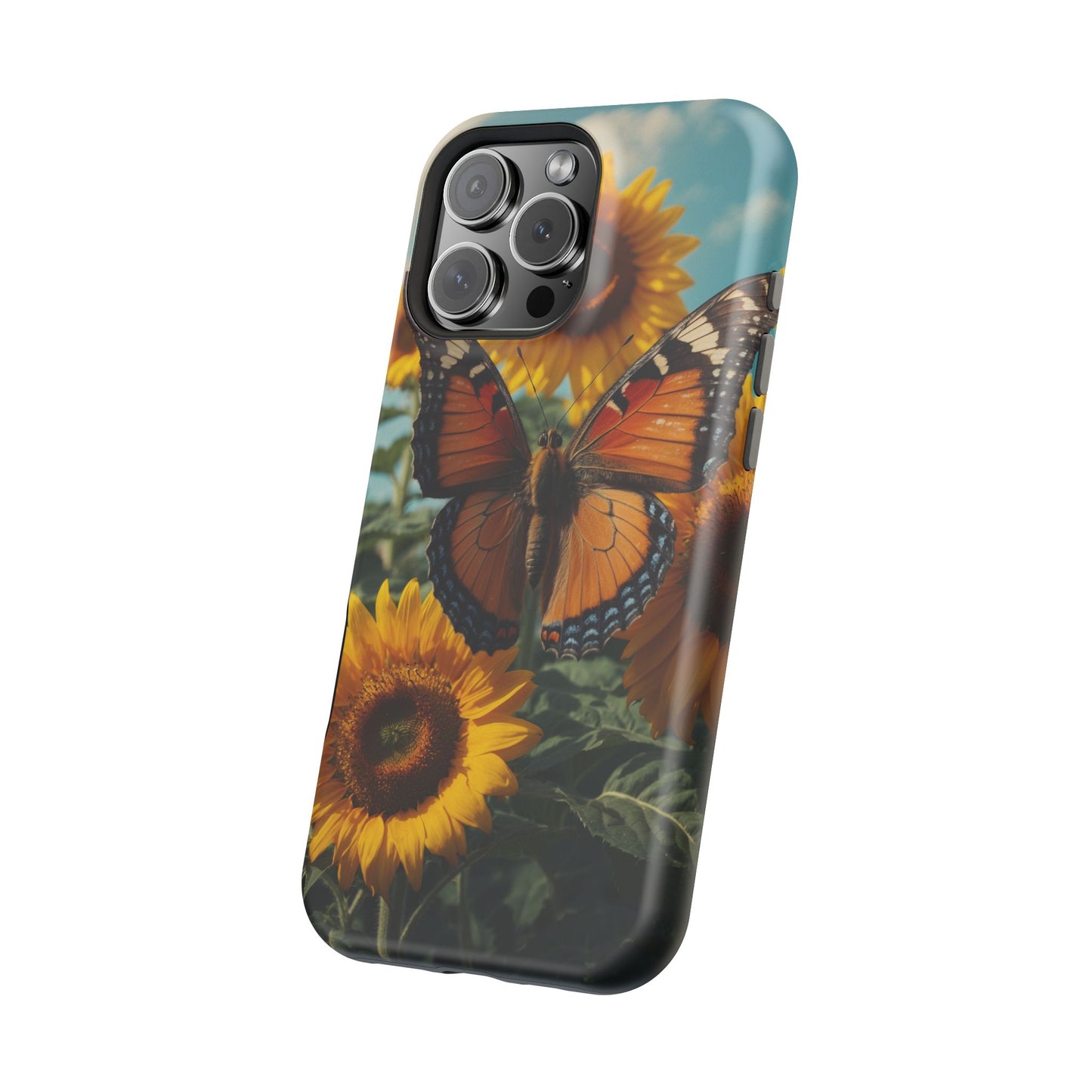 Vibrant Butterfly & Sunflower – MagSafe iPhone Case