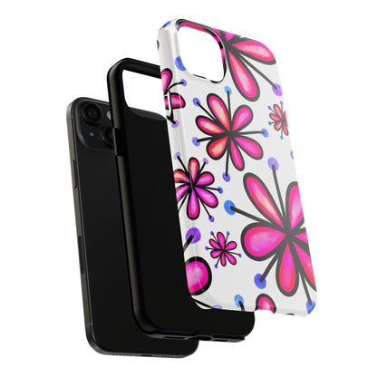 Pink Retro Bloom iPhone Case – Ultra-Slim Design, Glossy Finish