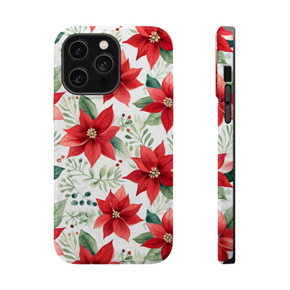 Festive Poinsettia Holiday Pattern – MagSafe iPhone Series Case