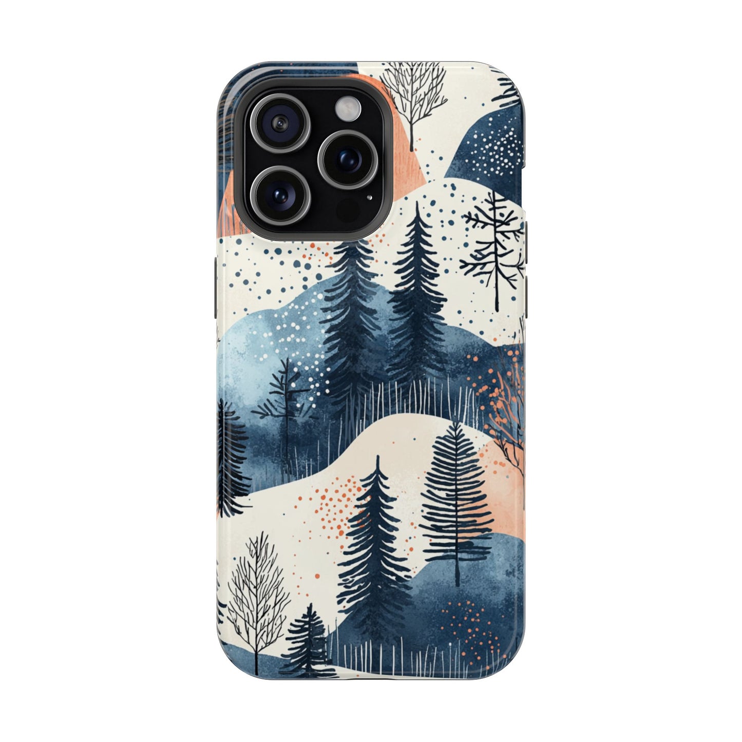 Winter Forest MagSafe iPhone Case | Watercolor Trees & Mountains