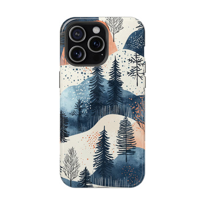 Winter Forest MagSafe iPhone Case | Watercolor Trees & Mountains