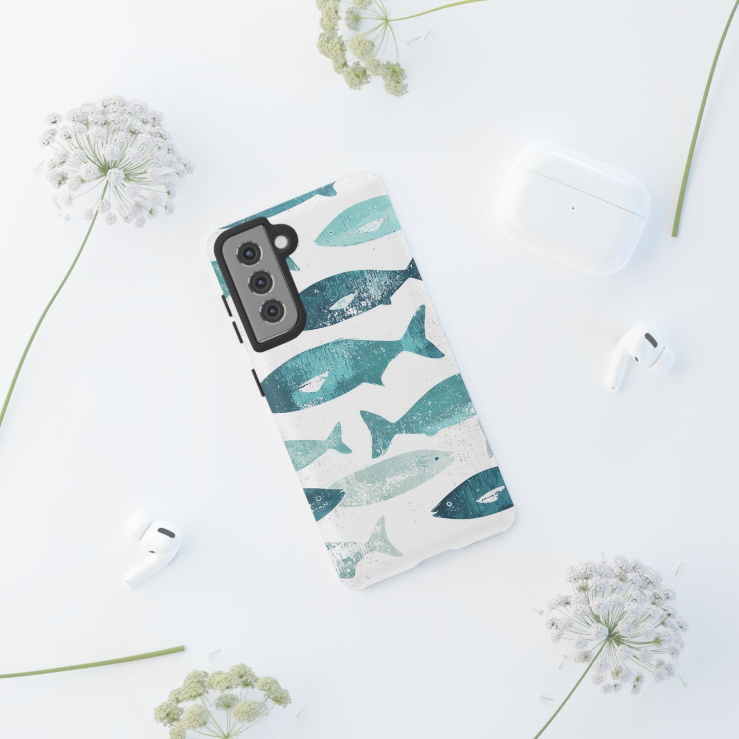 Vintage Blue Fish Print - Samsung Galaxy Series Case