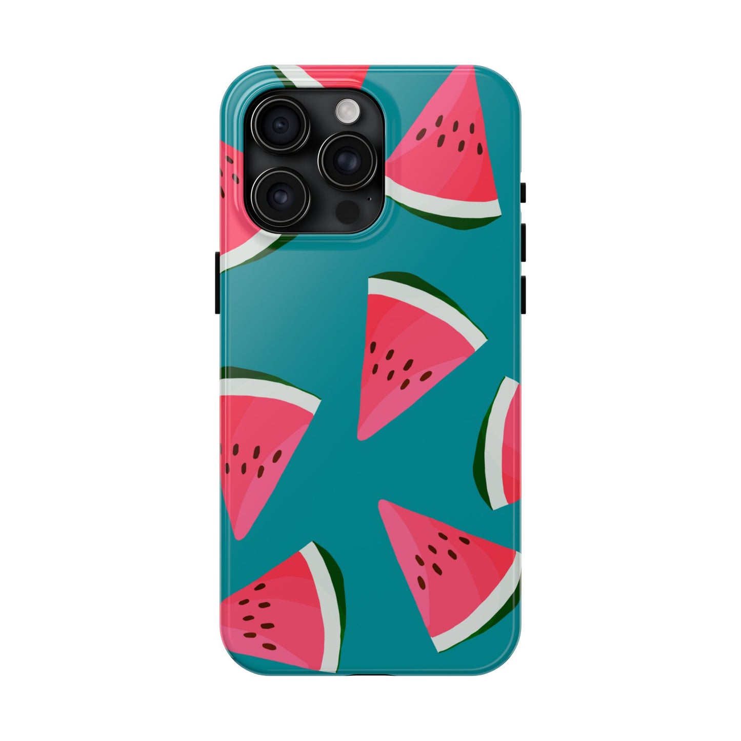 Watermelon Bliss iPhone Case – Vibrant Summer Fruit Design on Teal Background