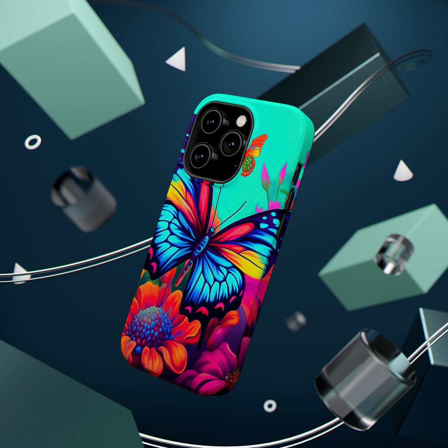 Vivid Butterfly & Floral Burst - MagSafe iPhone Case