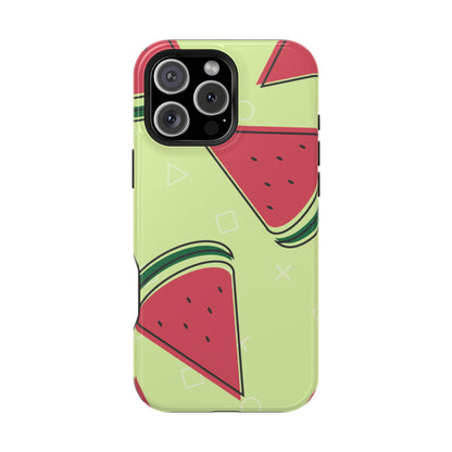 Watermelon Slice MagSafe iPhone Case – Fresh & Fun Design with Retro Geometric Pattern