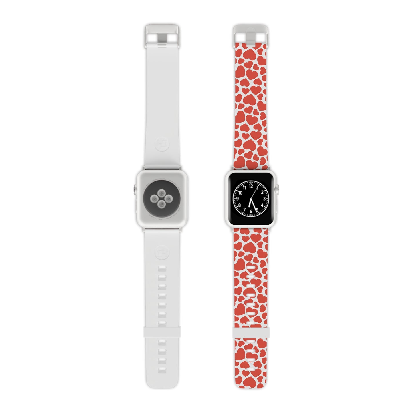 Playful White Hearts on Red Apple Watch Band