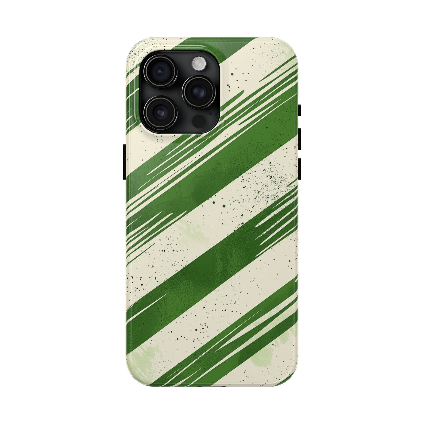 Green Stripes iPhone Case – Bold Diagonal Brushstroke Design - BOGO Cases