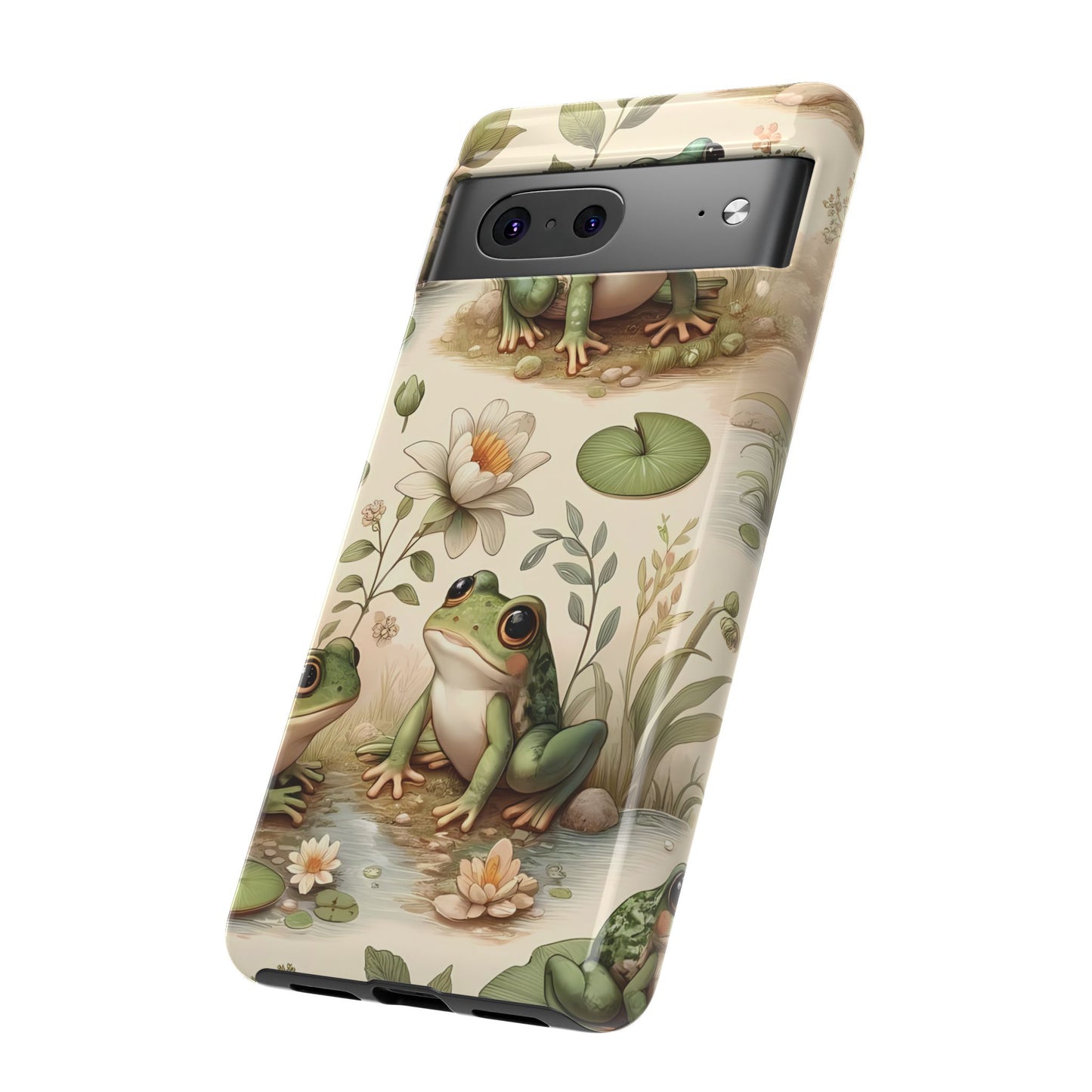 Cute Frogs Phone Case - Pond Pals Frolic - Charming Frog Lily Pad Phone Case for iPhone, Google & Samsung! Great Gift For Any Frog Lover!