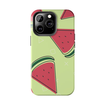 Watermelon Slice iPhone Case – Fresh & Fun Design with Retro Geometric Pattern