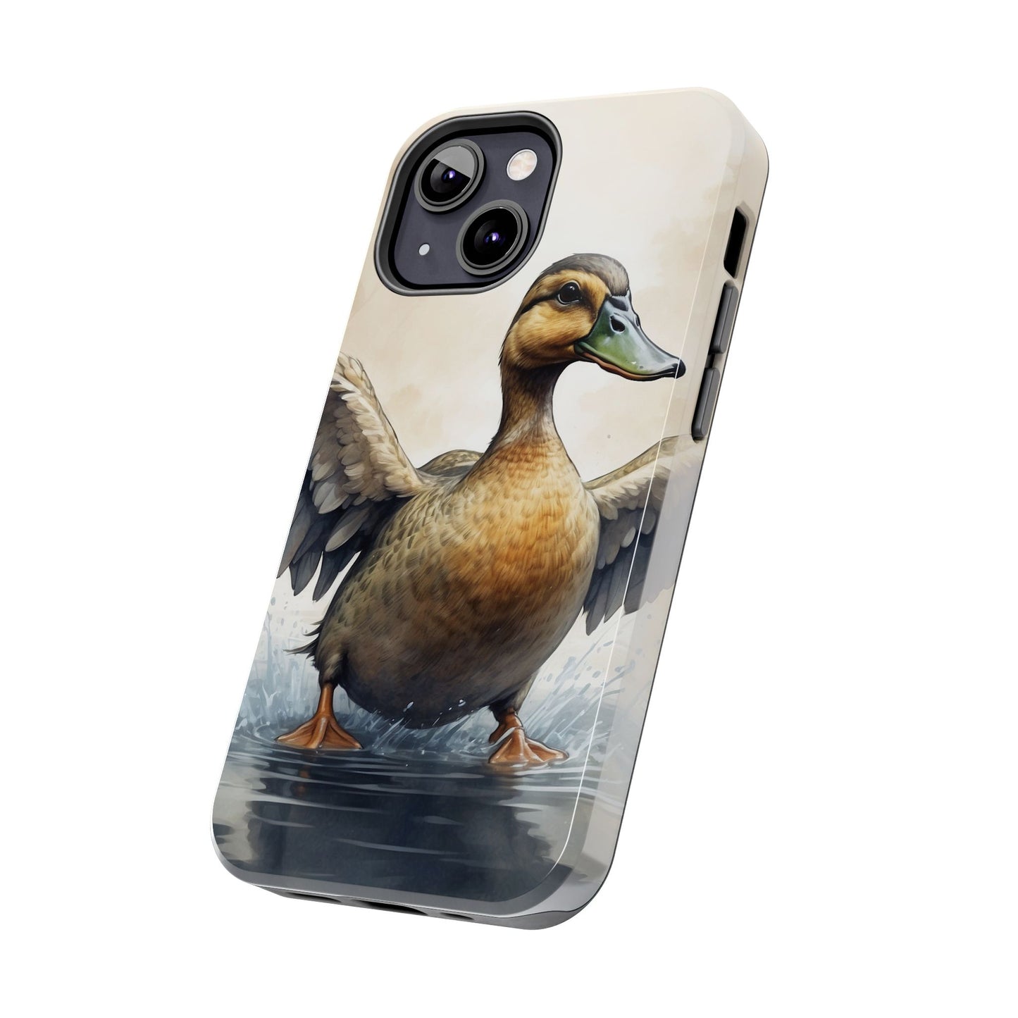 Graceful Duck in Watercolor Scene - iPhone Case