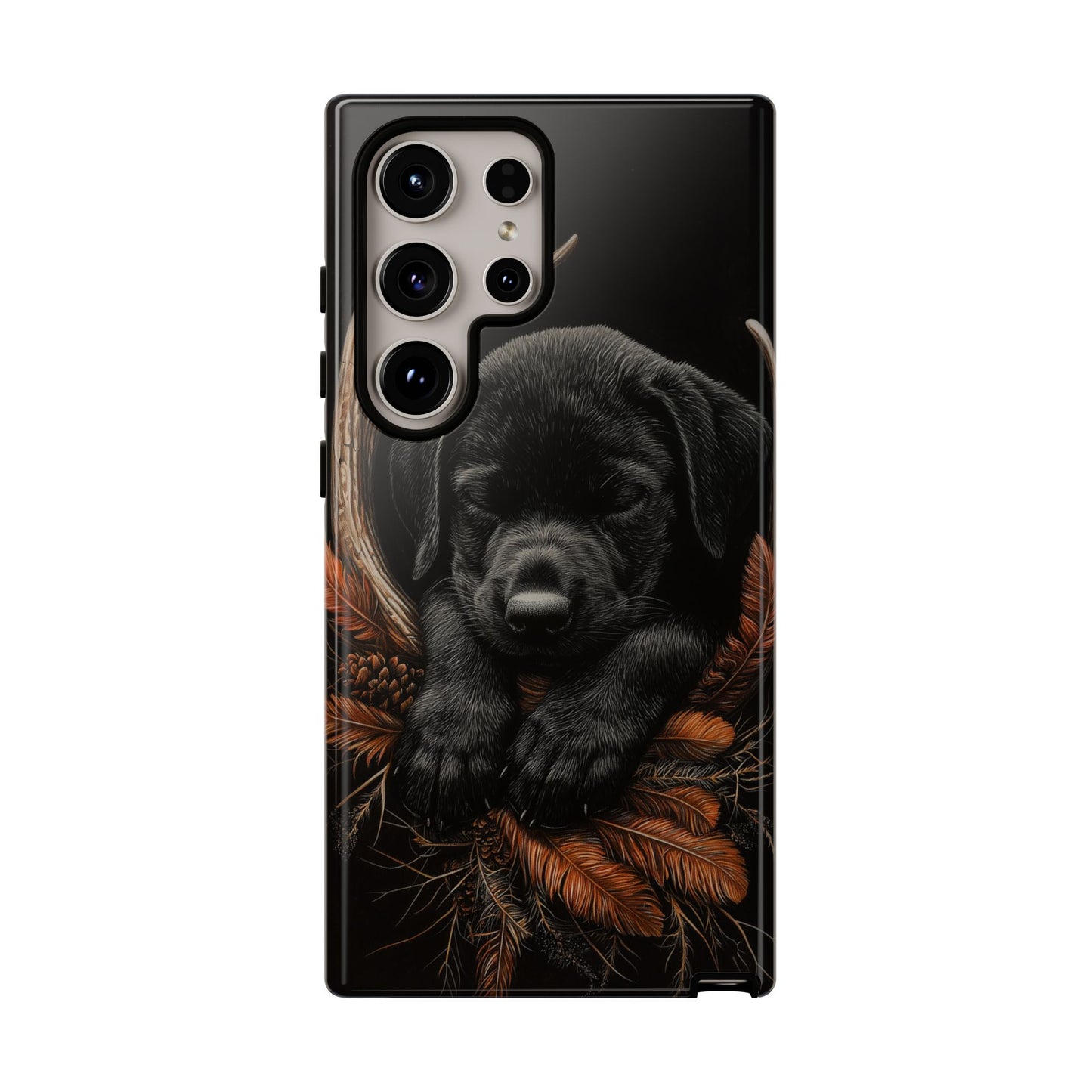 Charming Black Labrador Puppy on Feathers Samsung Galaxy Case