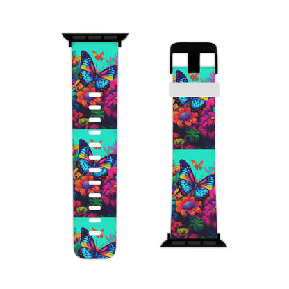 Vivid Butterfly & Floral Burst Apple Watch Band