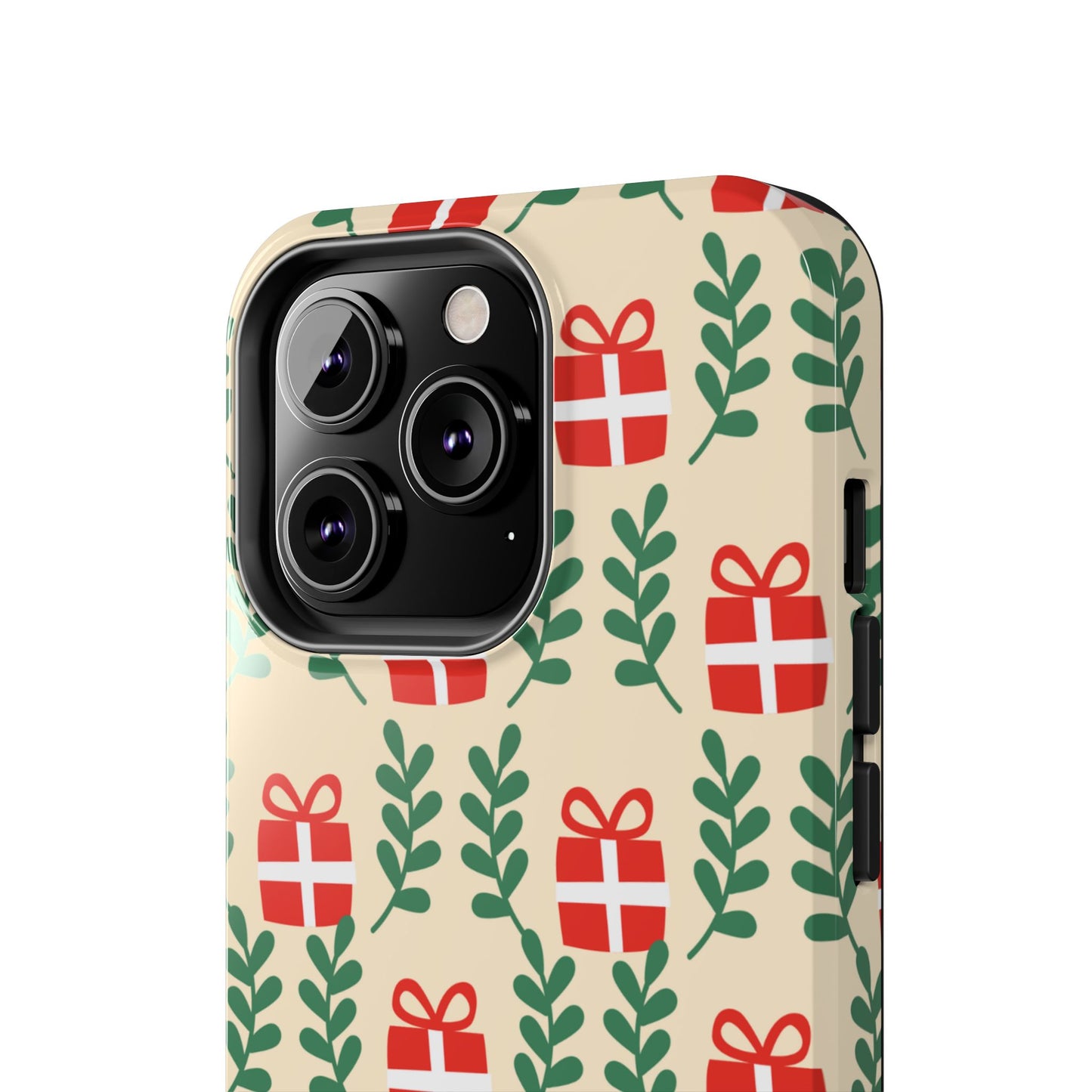 iPhone Case: Holiday Cheer – Red Gifts & Green Leaves