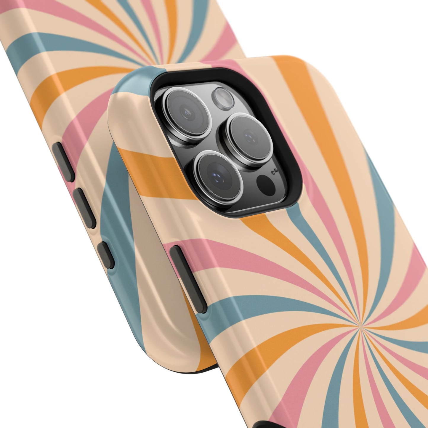 Retro Swirl Pattern MagSafe iPhone Case – Bold 70s Vibe in Pink, Orange, and Orange