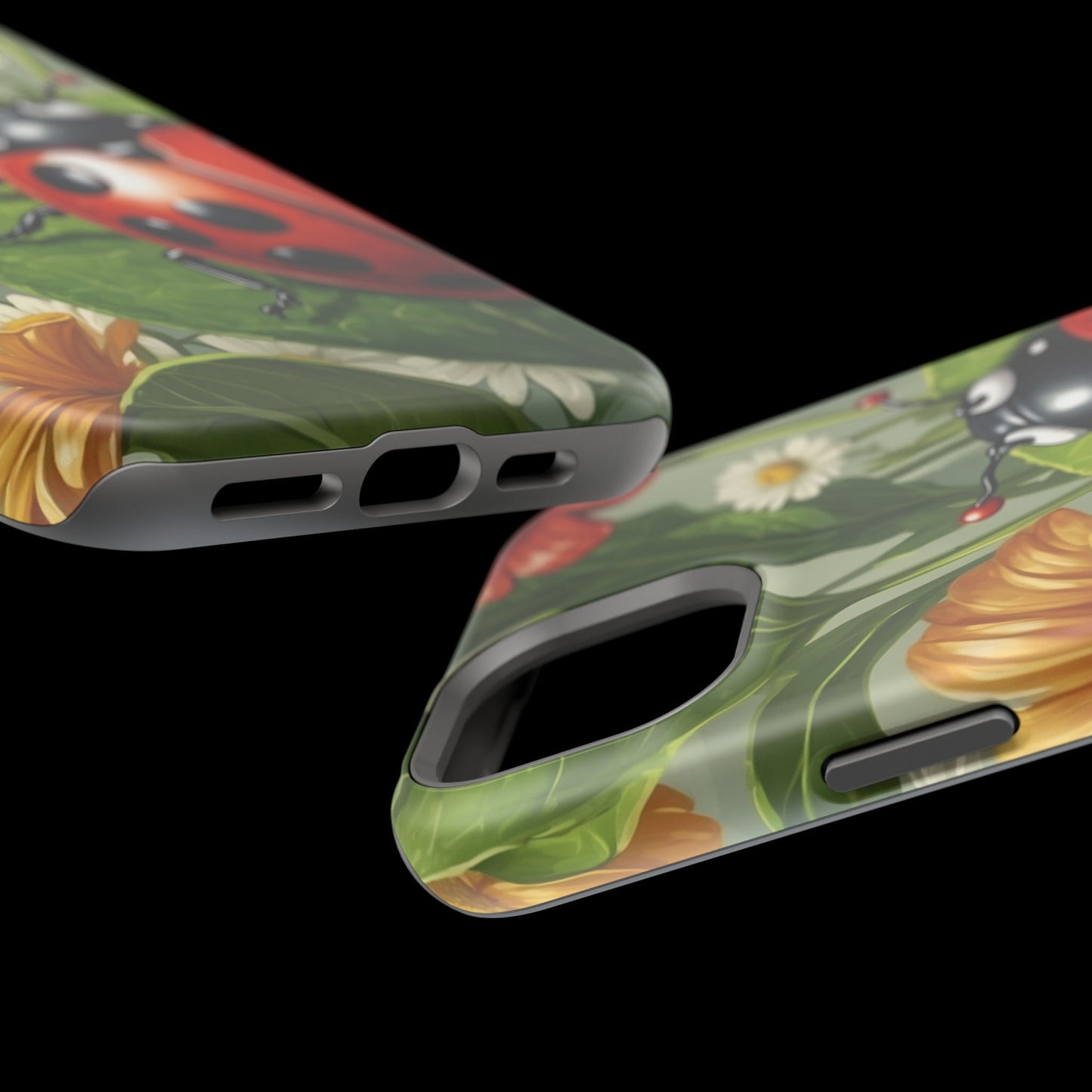 Ladybug Garden MagSafe iPhone Case – Whimsical Floral Design