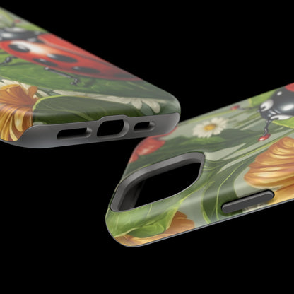 Ladybug Garden MagSafe iPhone Case – Whimsical Floral Design