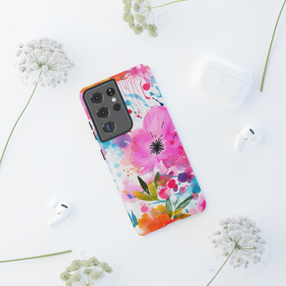 Color Splash Pink & Orange Watercolor Floral - Samsung Galaxy Case