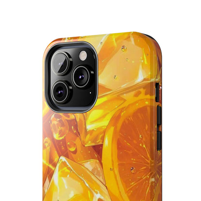 Citrus Splash iPhone Case – Bright Orange Slices & Ice, Dual-Layer Protection