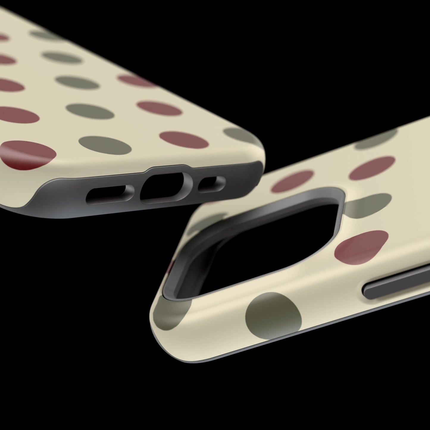 Red & Green Polka Dots on Cream – MagSafe iPhone Case