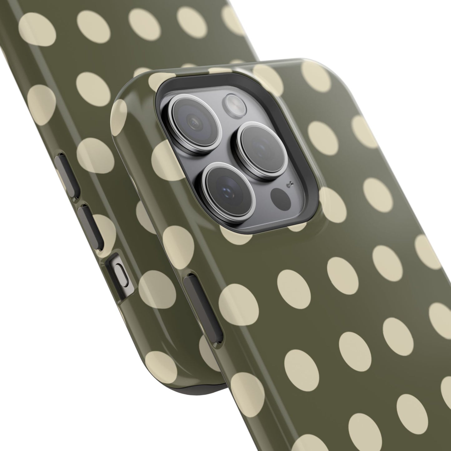 Vintage Green & Cream Polka Dots – MagSafe iPhone Case