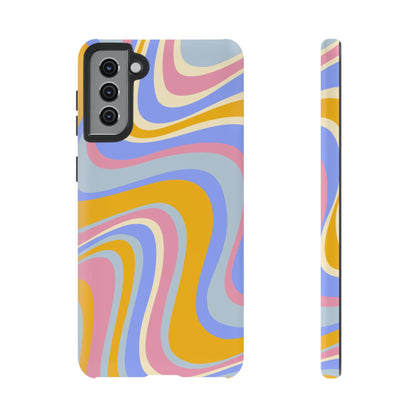 Groovy Pastel Waves Samsung Galaxy Case – 70s-Inspired Design with Dual-Layer Protection