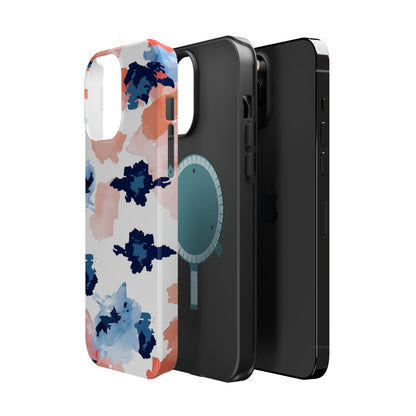 Abstract Coral & Navy Watercolor Design – MagSafe iPhone Case