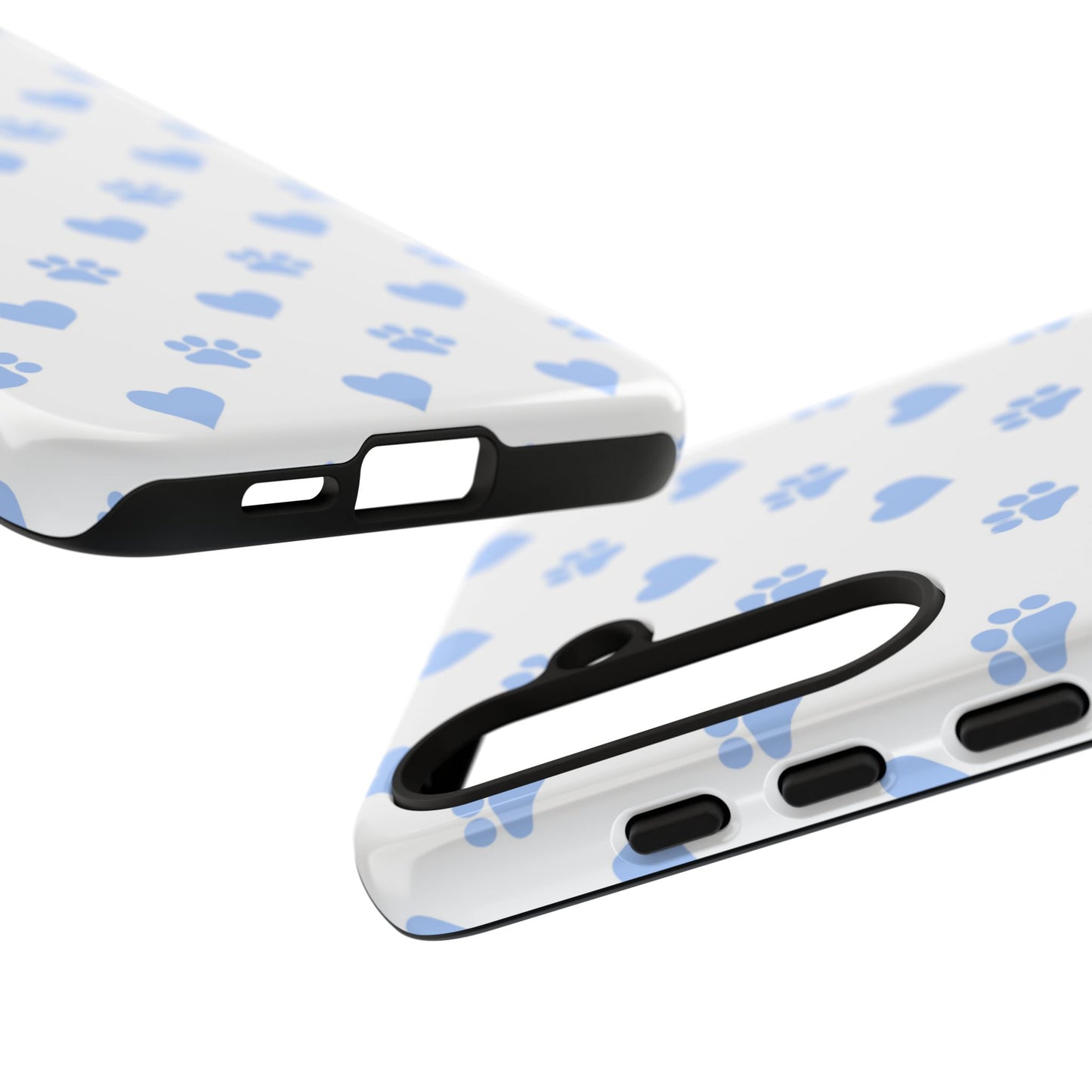 Samsung Galaxy Case - Blue Paw Print & Heart Design