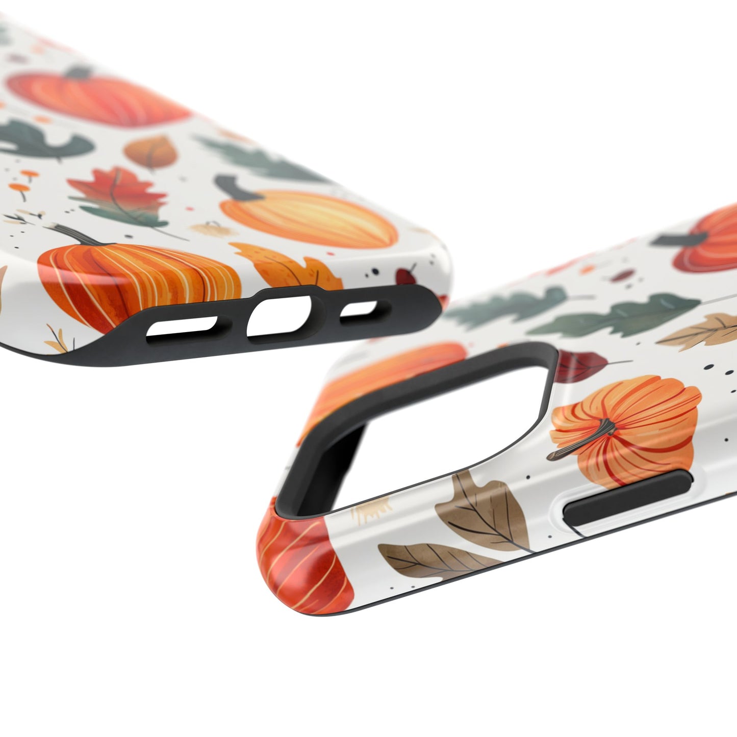 Autumn Harvest MagSafe iPhone Case - Pumpkin and Fall Leaf Design