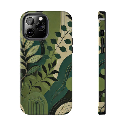 Abstract Green Leaves iPhone Case - Nature-Inspired Protective Cover