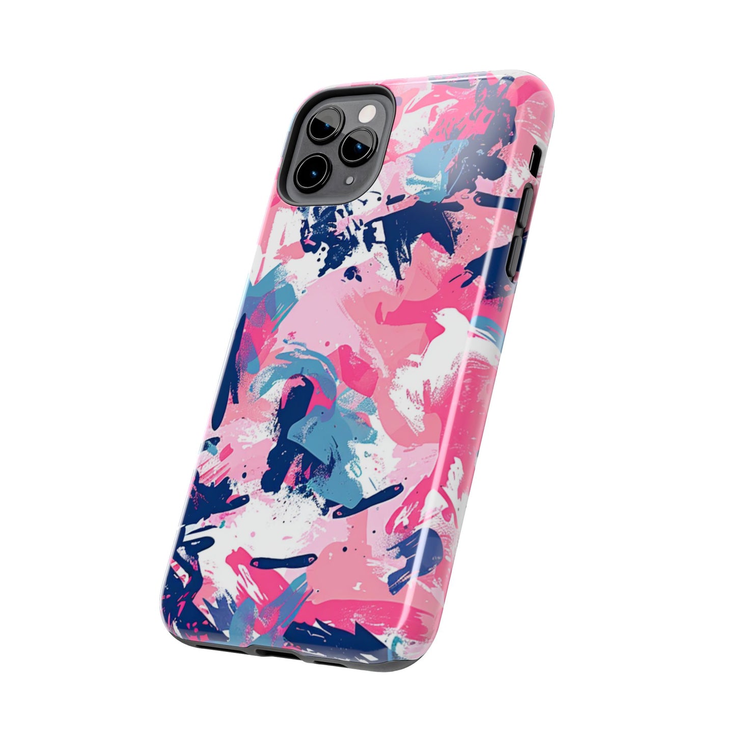 Vibrant Pink & Navy Abstract Splash – iPhone Case