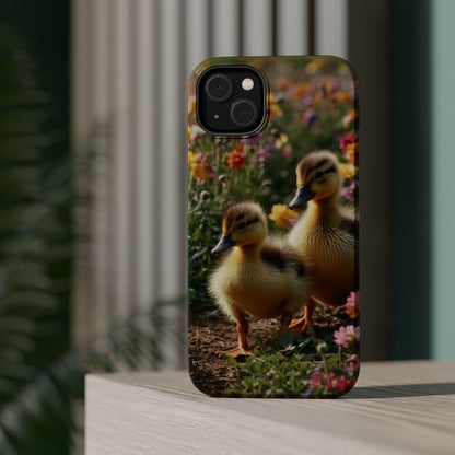 Charming Ducklings in Floral Garden - MagSafe iPhone Case