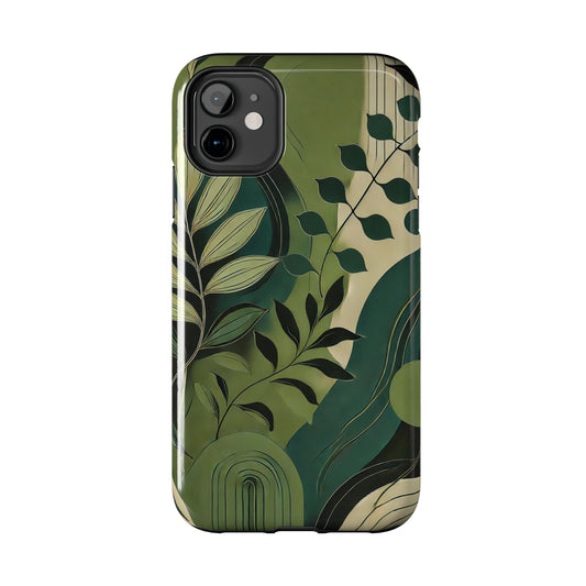 Abstract Green Leaves iPhone Case - Nature-Inspired Protective Cover