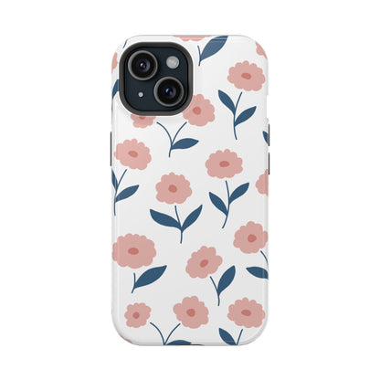 Playful Pink Floral Tough MagSafe  iPhone Case – Soft Pastel Design, Slim & Shockproof