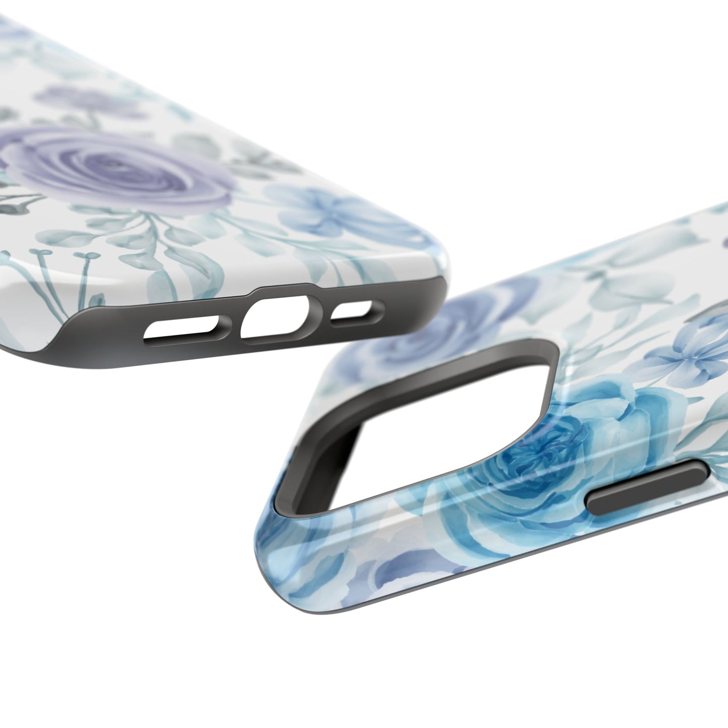 Elegant Blue & Violet Roses MagSafe Case – Artistic Floral Protection with Magnetic Charging Compatibility