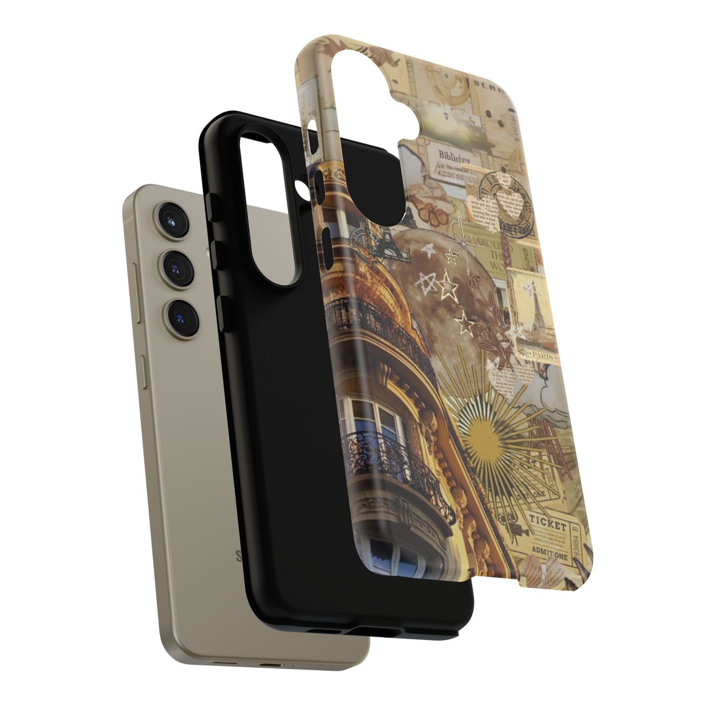 Parisian Dream Collage Samsung Galaxy Case – Dual-Layer Protection with Vintage French Aesthetic