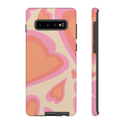 Retro Pink Hearts Samsung Galaxy Case – Shock-Resistant, Matte Finish, Dual-Layer Protection